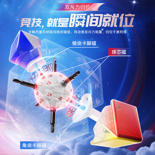 魔域傲龙V5三阶磁力魔方磁悬浮魔衣版20磁球轴比赛竞速益智玩具批