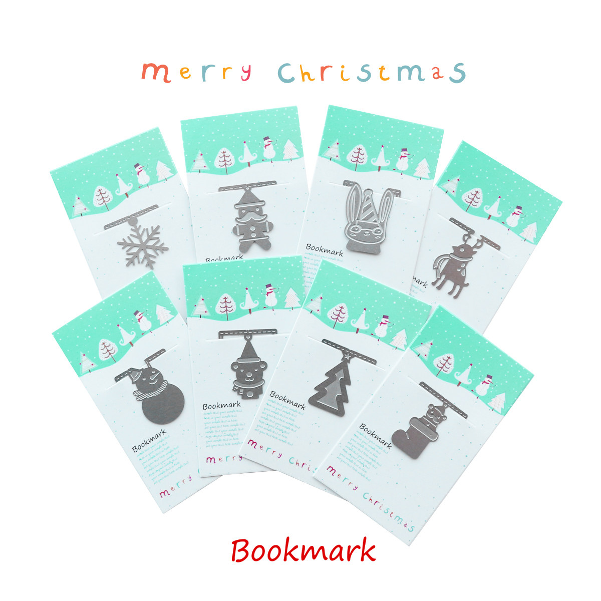 金属不锈钢精致可爱圣诞节新年书签 圣诞树雪花 麋鹿雪人