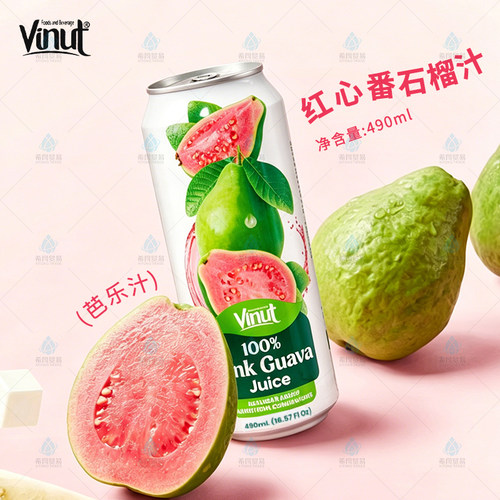 越南VINUT唯娜特100%果汁490ml*12罐荔枝番石榴汁山竹汁原装进口