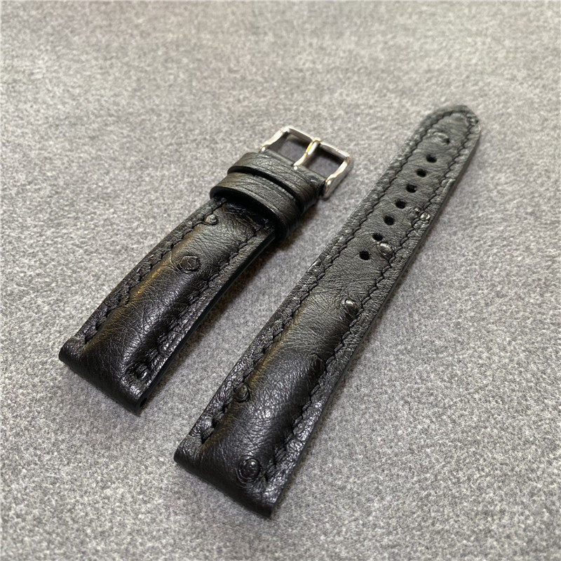 旧七月手工订制真皮鸵鸟皮手表带真皮适用水鬼天梭浪琴美度海马等