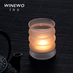 月轮LUNA 小烛台居家酒吧摆设 浪漫极简濛雪玻璃蜡烛杯北欧ins风