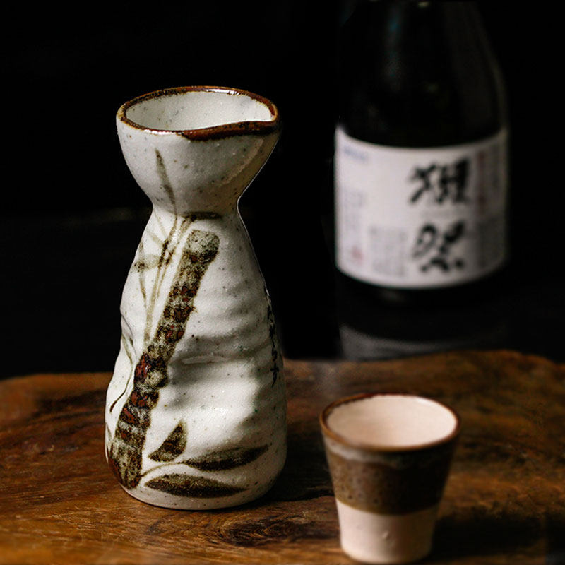 日本古窑柴烧信乐烧 唐津烧清酒壶陶瓷酒壶 德利酒器酒具中古獭祭