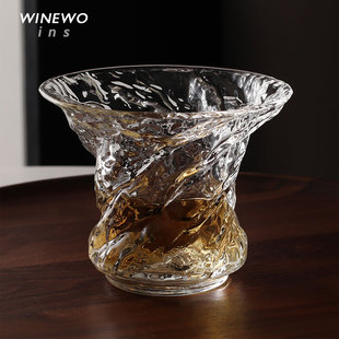 木村杯子啤酒杯 洋酒杯原创随型日式 鸣门杯烈酒杯 威士忌手作酒杯