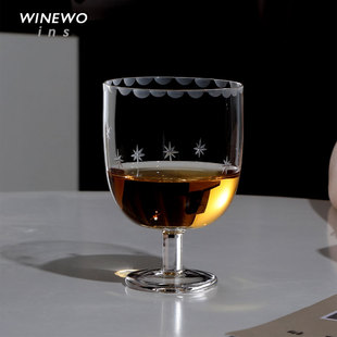 {晴秋杯 复古玻璃杯子矮脚酒杯 著物光 随雨时润}中古vintage日式
