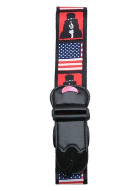 优质吉他背带贝司斜跨加宽涤纶印花AS-028（美国迈克+拨片）PVC袋