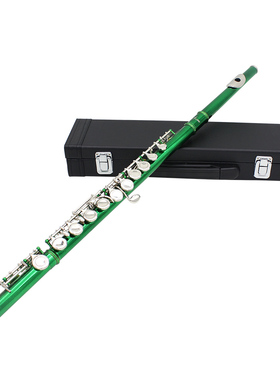 优质SLADE雷德16孔长笛C调白铜管体绿色加E键法式按键意大利垫片