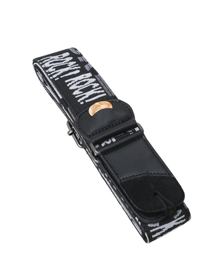 吉他背带贝司斜跨加宽涤纶AS-017（黑色摇滚+拨片）PVC袋长短可调