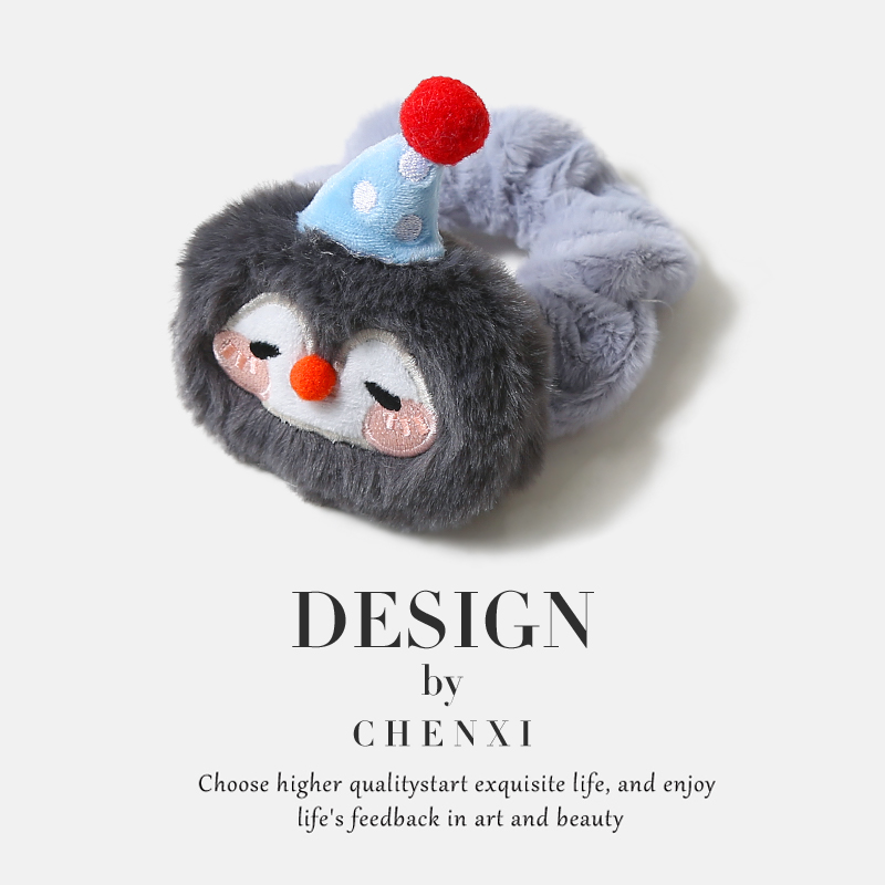 可爱毛绒企鹅小鱼发肠发圈女新款秋冬高弹力马尾头绳学生百搭发饰