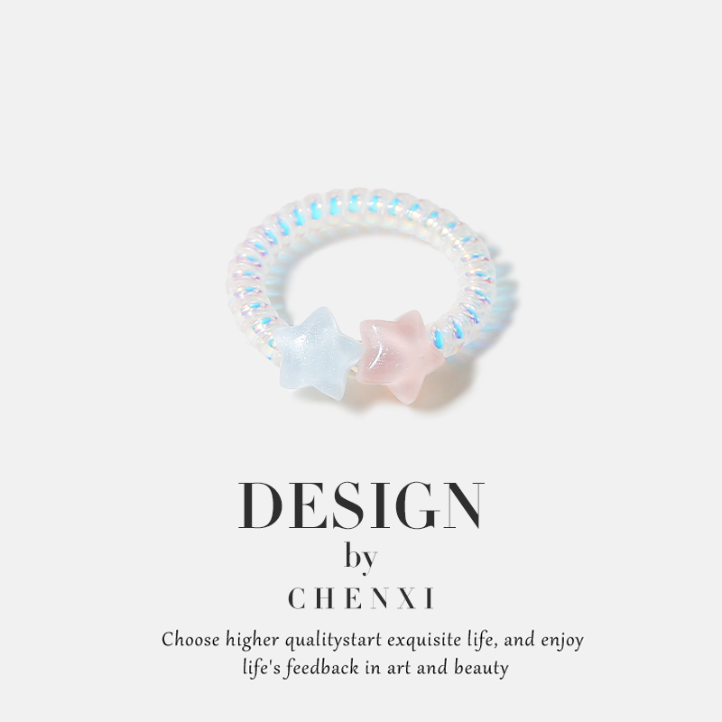 果冻星星人鱼姬电话线发圈甜美少女夏透明镭射闪闪头绳韩版头饰