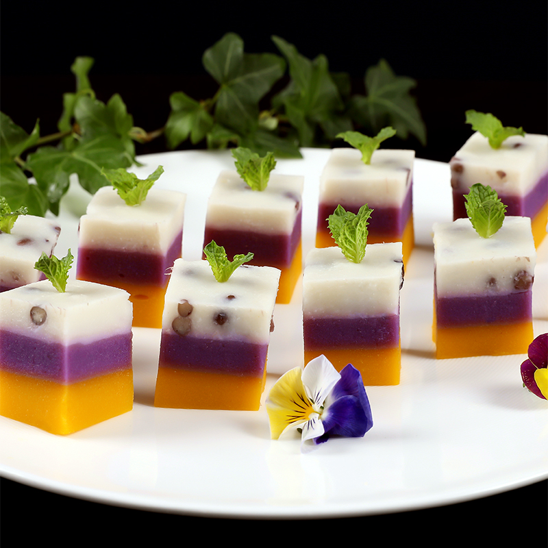 三色糕速冻食品传统中式点心甜冷冻凉糕解冻即食素食小吃餐饮食材