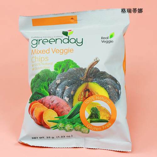 泰国原装greenday格瑞蒂娜混合蔬菜干水果干草莓桃干零食 35g*6包