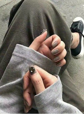 N201可穿戴拆卸显白磨砂咖灰色透灰大钻光疗甲成品美甲定制假指甲