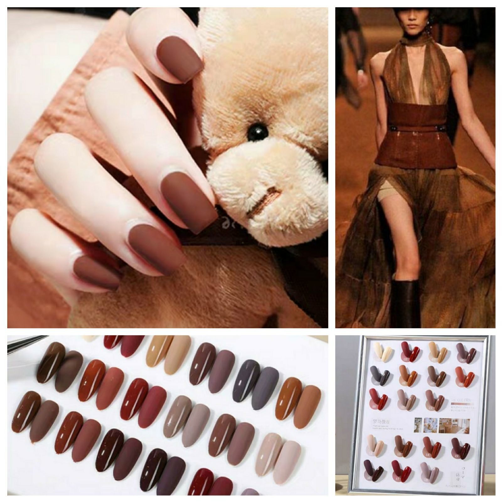 no212焦糖色磨砂秋冬显白单色纯色穿戴光疗甲成品美甲定制假指甲