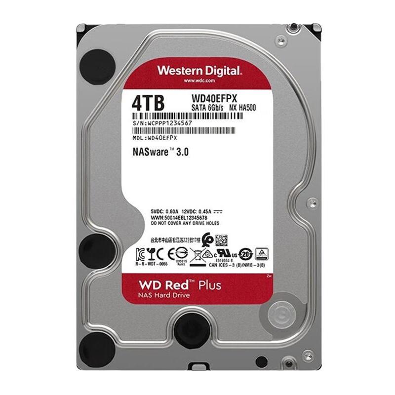 西部数据红盘Plus 4TB 5400转 256MB SATA3（WD40EFPX）机械硬盘