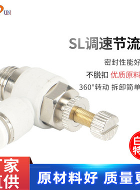 气管快插快速接头节流阀可调调速阀开关SSL8-02气缸单向调SA白色