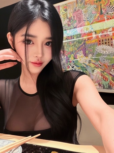 微醺玫瑰 姐系性感网纱上衣自带胸垫胸大腰细拼接透视 LOCK