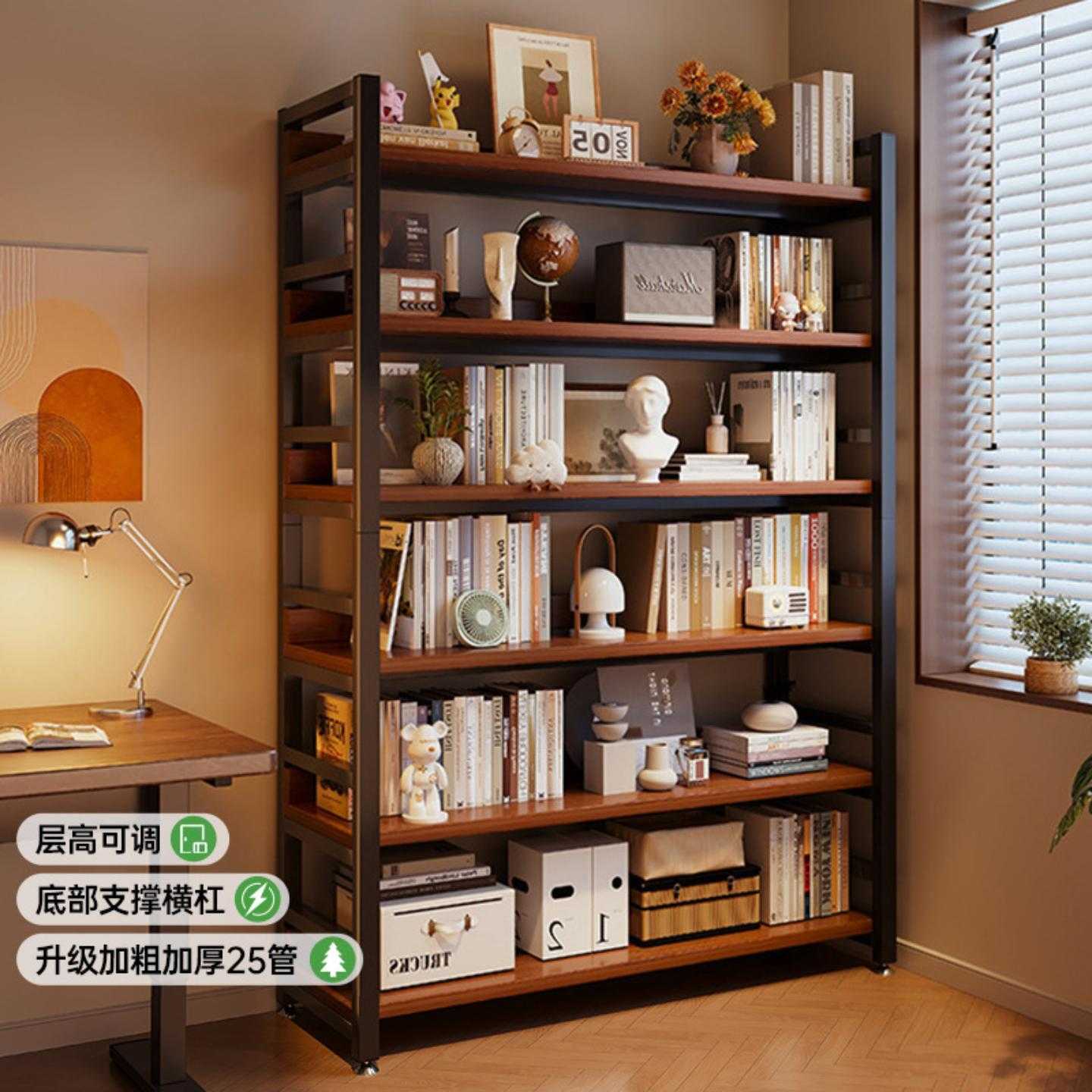 书架置物架落地展示架子学生图书馆简易书柜家用一体靠墙客厅货架