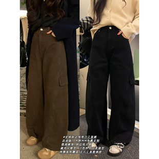 冬季 百搭直筒宽松休闲裤 100棉弯刀工装 胖妹妹时尚 裤 NAZ那子大码