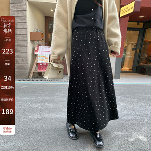 简约百搭通勤时尚 加绒仿醋酸波点丝绒裙 189 半裙51