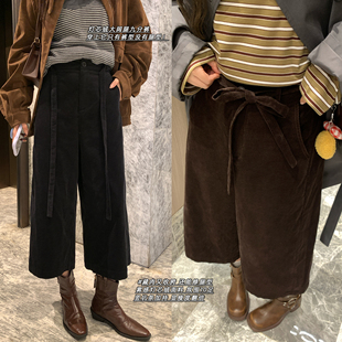 气质阔腿裤 NAZ那子大码 胖mm设计感时尚 灯芯绒大阔腿九分裤 女 秋季
