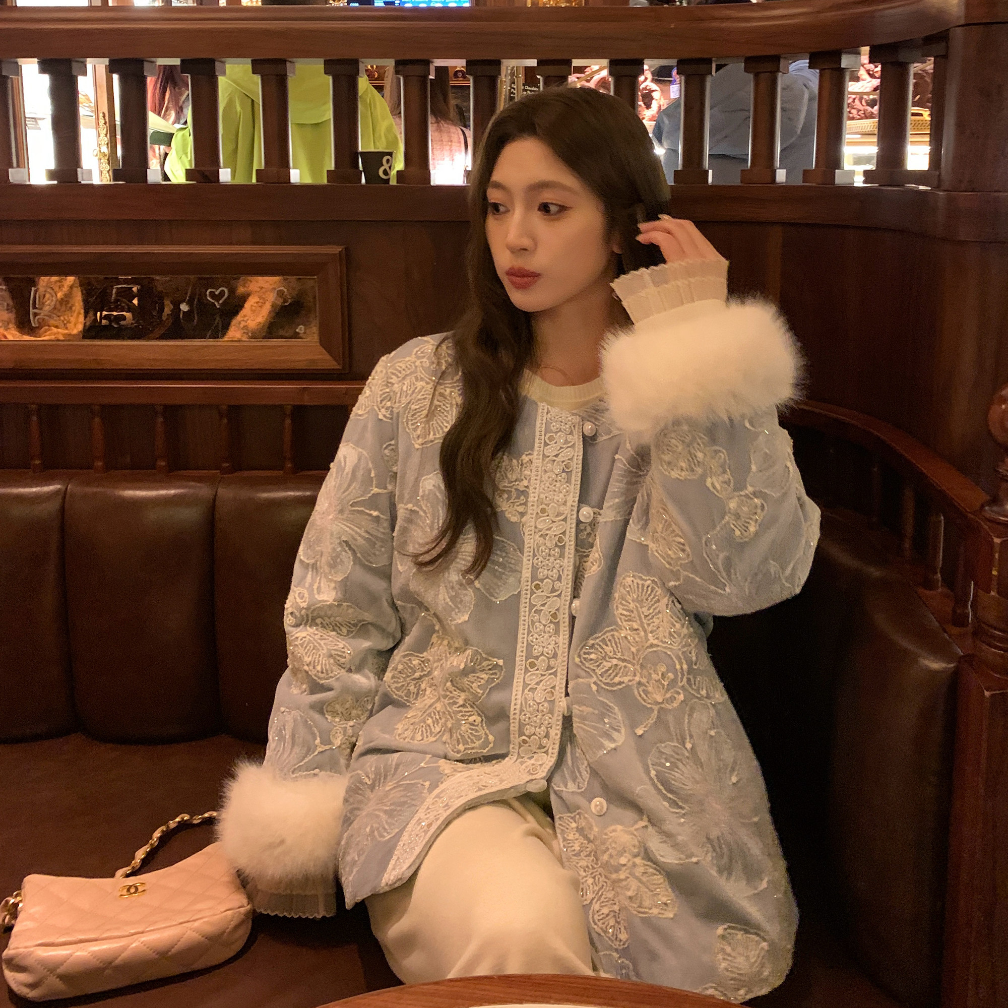 NAZ那子大码冬季丝绒绣花重工国风轻奢新中式胖mm毛绒羽绒外套女,女装/女士精品,短外套,淘宝优惠券,粉丝福利购,淘宝优惠卷