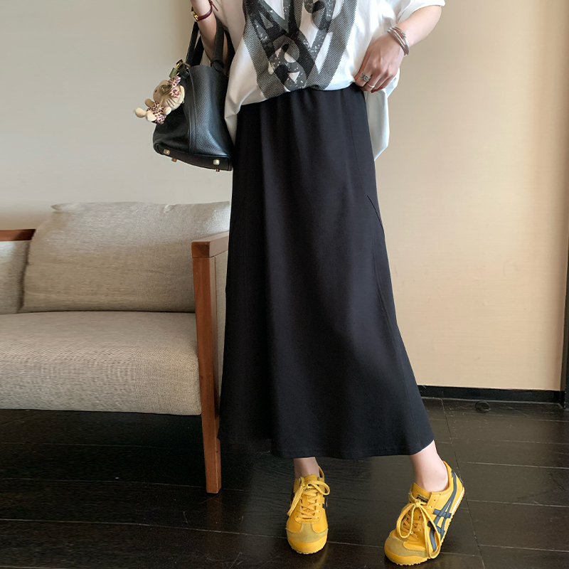 NAZ那子大码秋季新款高腰休闲百搭显瘦半身裙胖mm轻鱼尾A字裙女