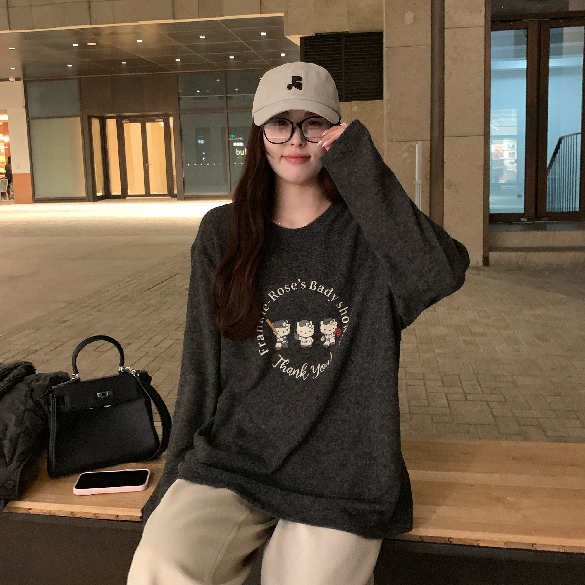 NAZ那子大码冬季糯米绒童趣KT印花保暖百搭宽松T恤胖mm气质上衣女,女装/女士精品,T恤,淘宝优惠券,粉丝福利购,淘宝优惠卷