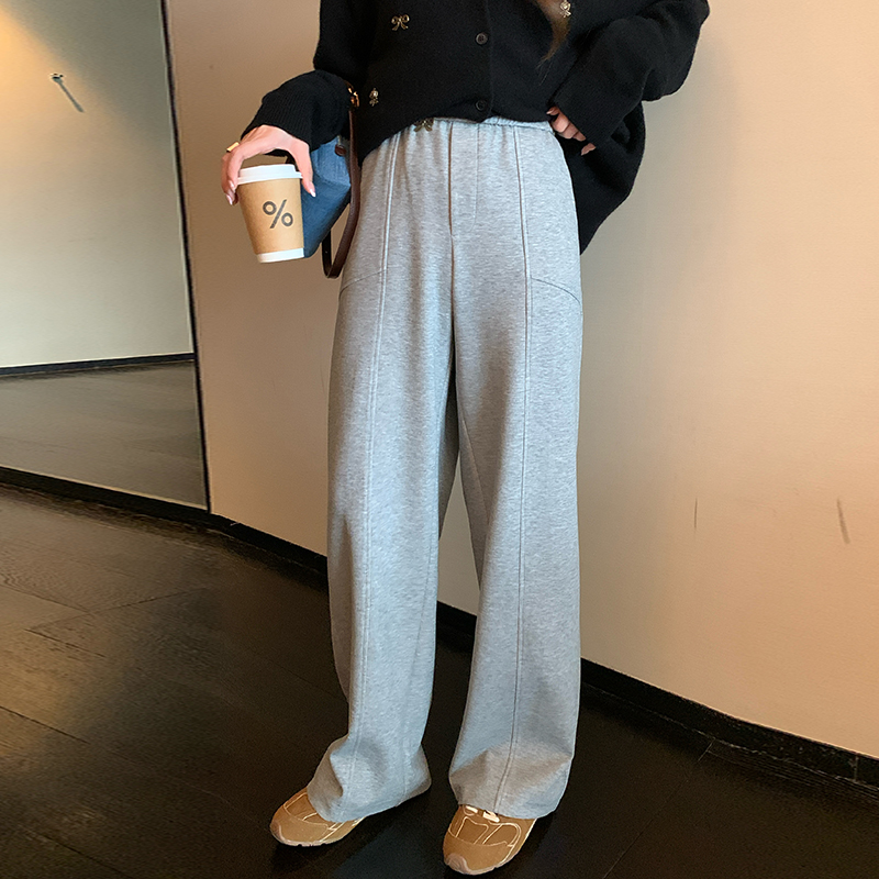 NAZ那子大码早秋新款宽松显瘦松紧腰阔腿香蕉裤胖mm休闲直筒裤女