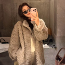 立领宽松皮毛一体环保皮草胖mm气质毛毛外套 时尚 NAZ那子大码 冬季