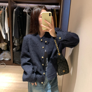 NAZ那子大码 早秋编织粗花呢精致小香立领显瘦胖mm气质夹克外套女