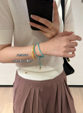 小众设计款设计3mm绿松石项链锁骨链原矿松石短项链s49099