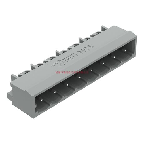 WAGO万可THT针型插座弯角焊针5mm灰色8路231-438/001-000