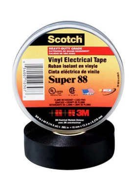 3M胶带Super 88聚氯乙烯0.22mm50.8mm32.9m黑色88-SUPER-2X36YD