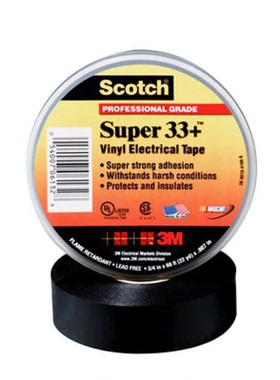 3M胶带Super33+聚氯乙烯0.18mm19mm13.4m黑色33+SUPER-3/4X44FT