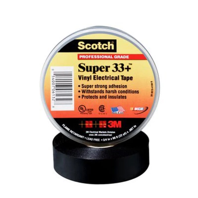 3M胶带Super33+聚氯乙烯0.18mm19mm13.4m黑色33+SUPER-3/4X44FT