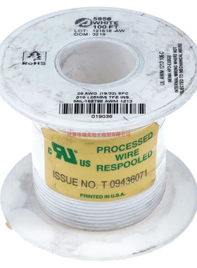 Alpha阿尔法PTFE设备电线20AWG白色UL1213线型30M长5856 WH005