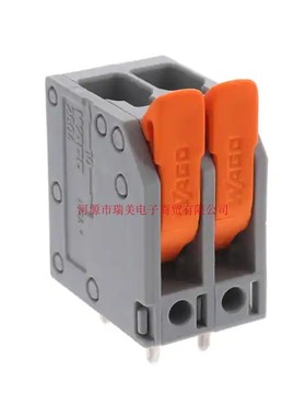 2604-3102电子元器件WAGO插头PCB接线端子5MM间距1排2路灰色