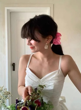 韩国ins博主fever同款耳环~百搭hin温柔珍珠葡萄串流苏耳环