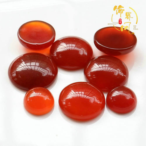diy红玛瑙半圆形贴片镶嵌戒面