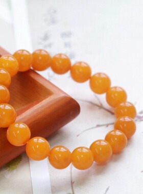 天然原矿蜜蜡俄料 老蜡圆珠手串10mm+ M01A34785