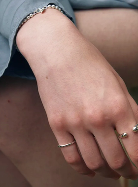 韩国代购ins小众verte可调节宽版开口戒指925银 小红书博主推荐