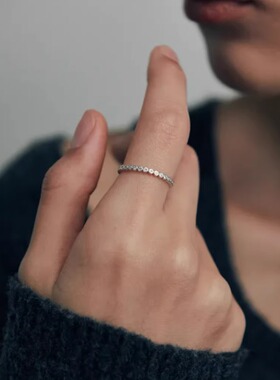 韩国代购ins小众新款verte圆形露珠925银镶嵌戒指小红书博主推荐