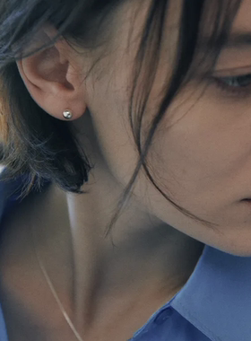 韩国代购ins小众verte925银高质感豆豆圆球耳钉5mm小红书博主推荐