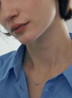 韩国代购ins小众verte清冷风925银圆球圆珠项链锁骨链小红书推荐