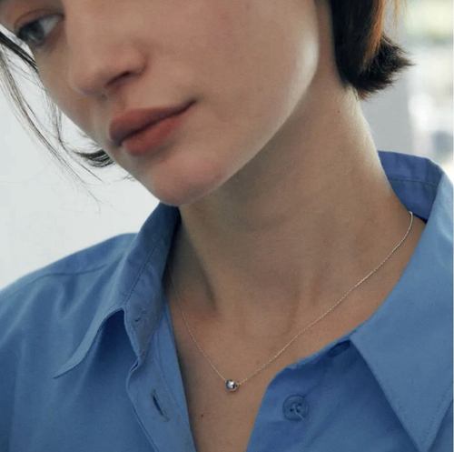 韩国verte925银小众圆球锁骨链