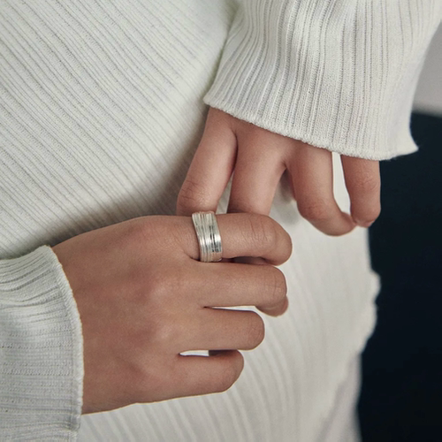 韩国verte宽版925银戒指个性简约