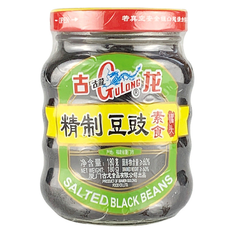 古龙精制豆豉180g罐头原味黑豆调味料蒸鱼速食火锅食材酱豆酱食品
