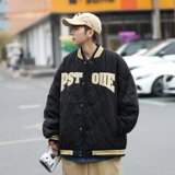 V1446-P75美式菱形格服冬季加厚潮流痞帅外套情侣款衣棒球服，男装棉衣，星座1608