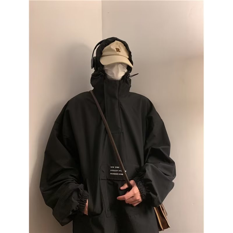 V1450-P53 美式复古机能冲锋衣外套男士宽松潮牌日系高街工装夹克图片