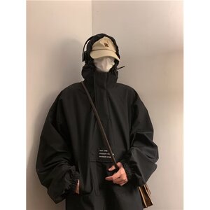 V1450-P53 美式复古机能冲锋衣外套男士宽松潮牌日系高街工装夹克图片